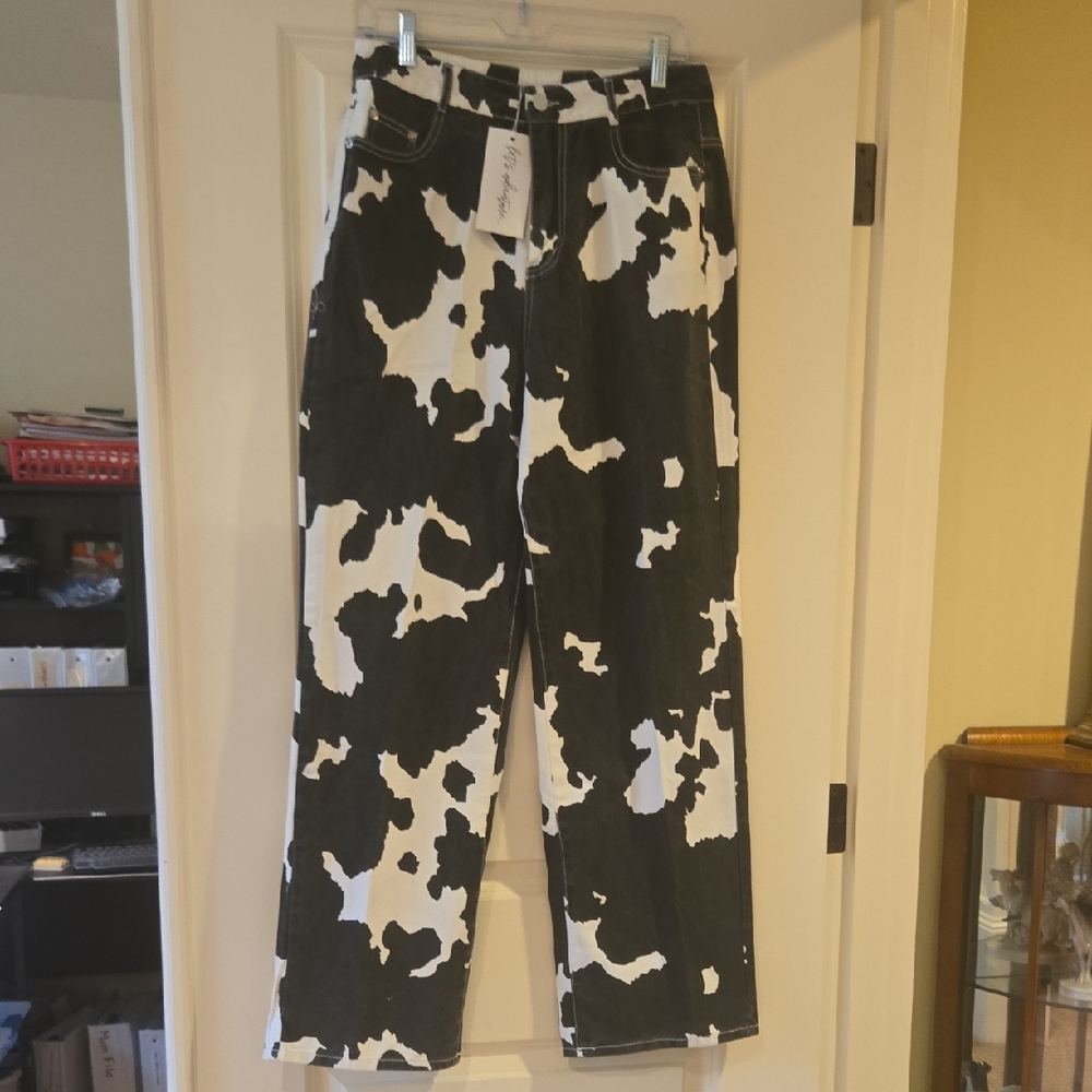12th Tribe Cow Print Jeans